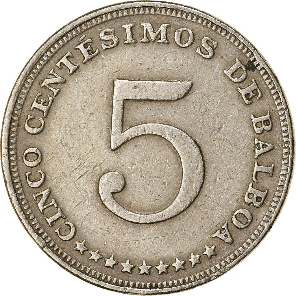 Moneda, Panamá, 5 Centesimos, 1973, MBC, Cobre - níquel, KM:23.2