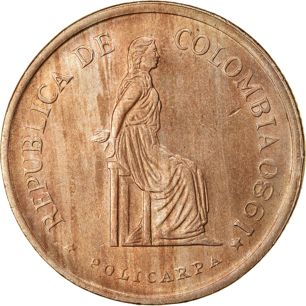 Coin, Colombia, 5 Pesos, 1980, EF(40-45), Bronze, KM:268
