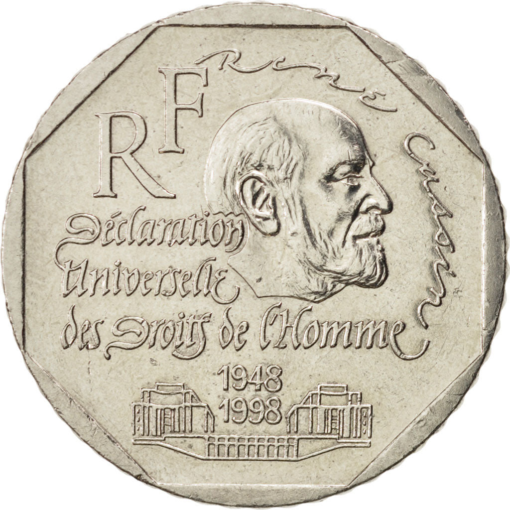 FRANCE, René Cassin, 2 Francs, 1998, KM #1213, MS(63), Nickel, 26.5, Gadoury #..