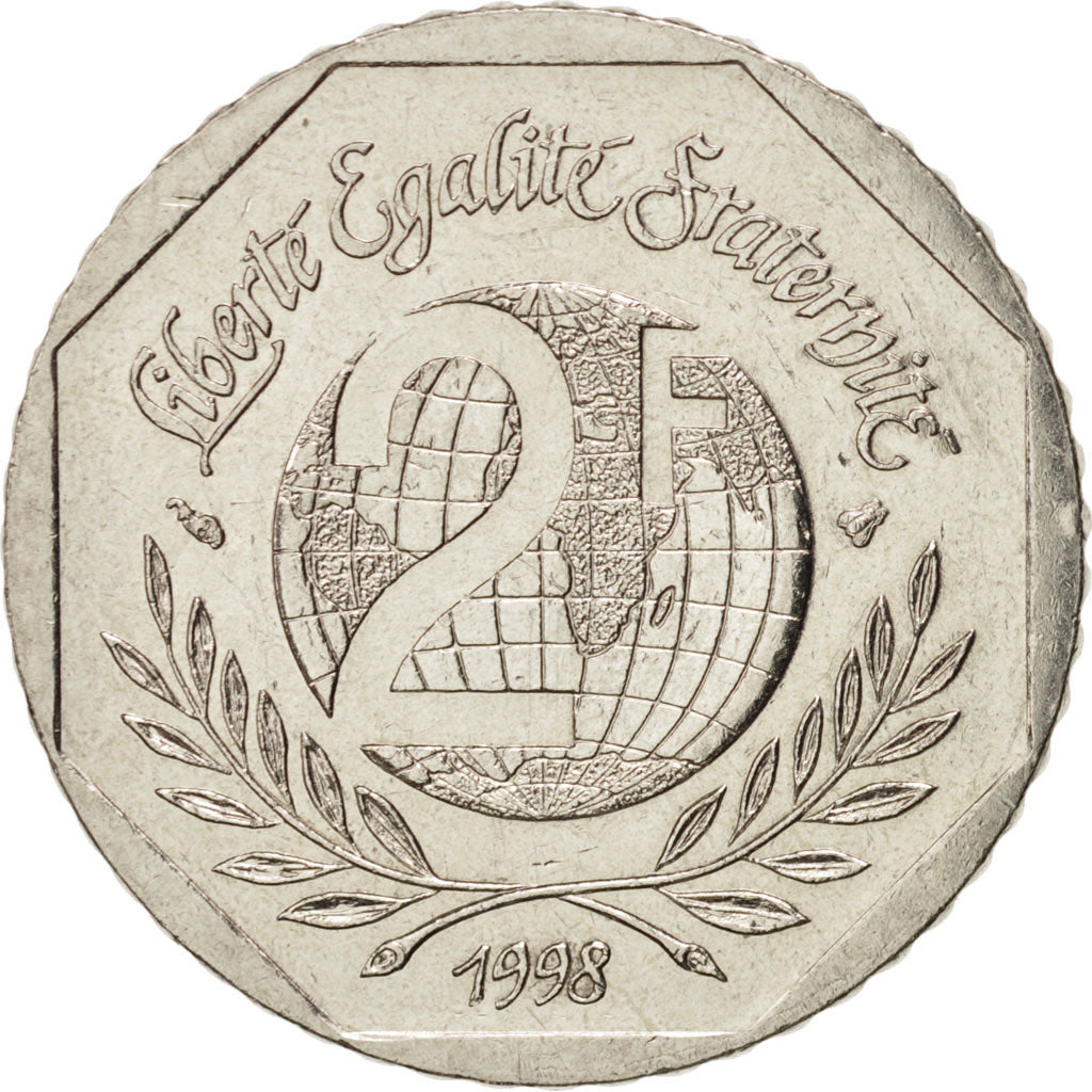 FRANCE, René Cassin, 2 Francs, 1998, KM #1213, MS(63), Nickel, 26.5, Gadoury #..