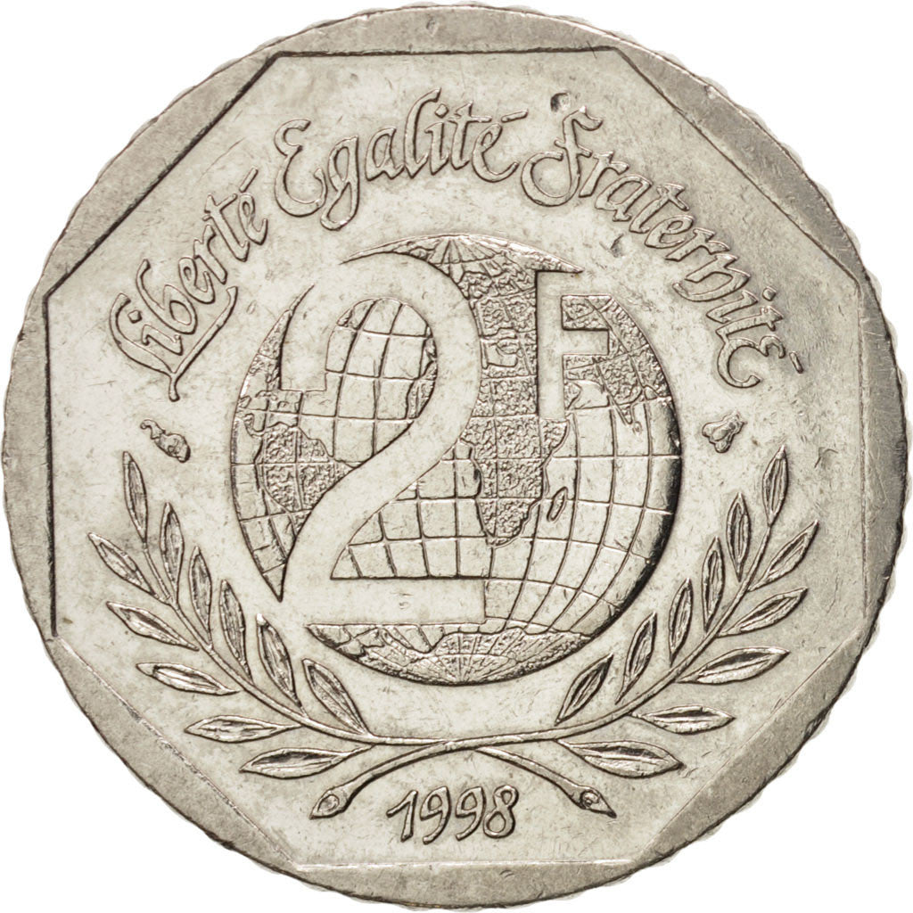 Coin, France, René Cassin, 2 Francs, 1998, MS(60-62), Nickel, KM:1213