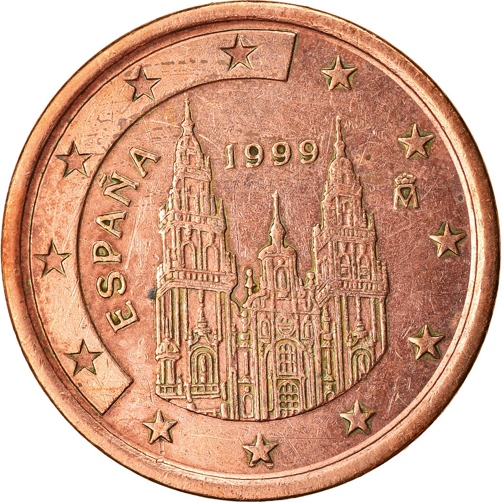 Spagna, 5 Euro Cent, 1999, BB, Acciaio placcato rame, KM:1042