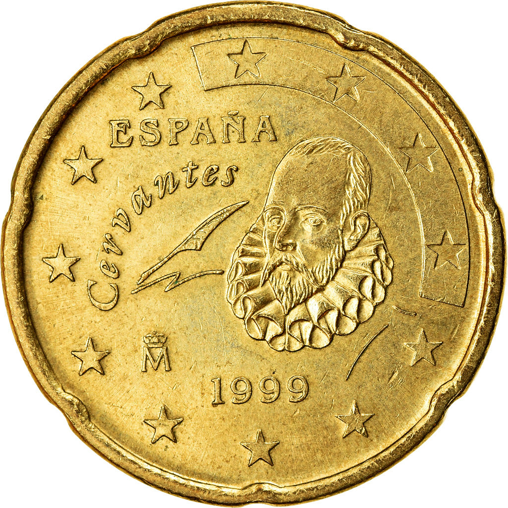 España, 20 Euro Cent, 1999, MBC, Latón, KM:1044