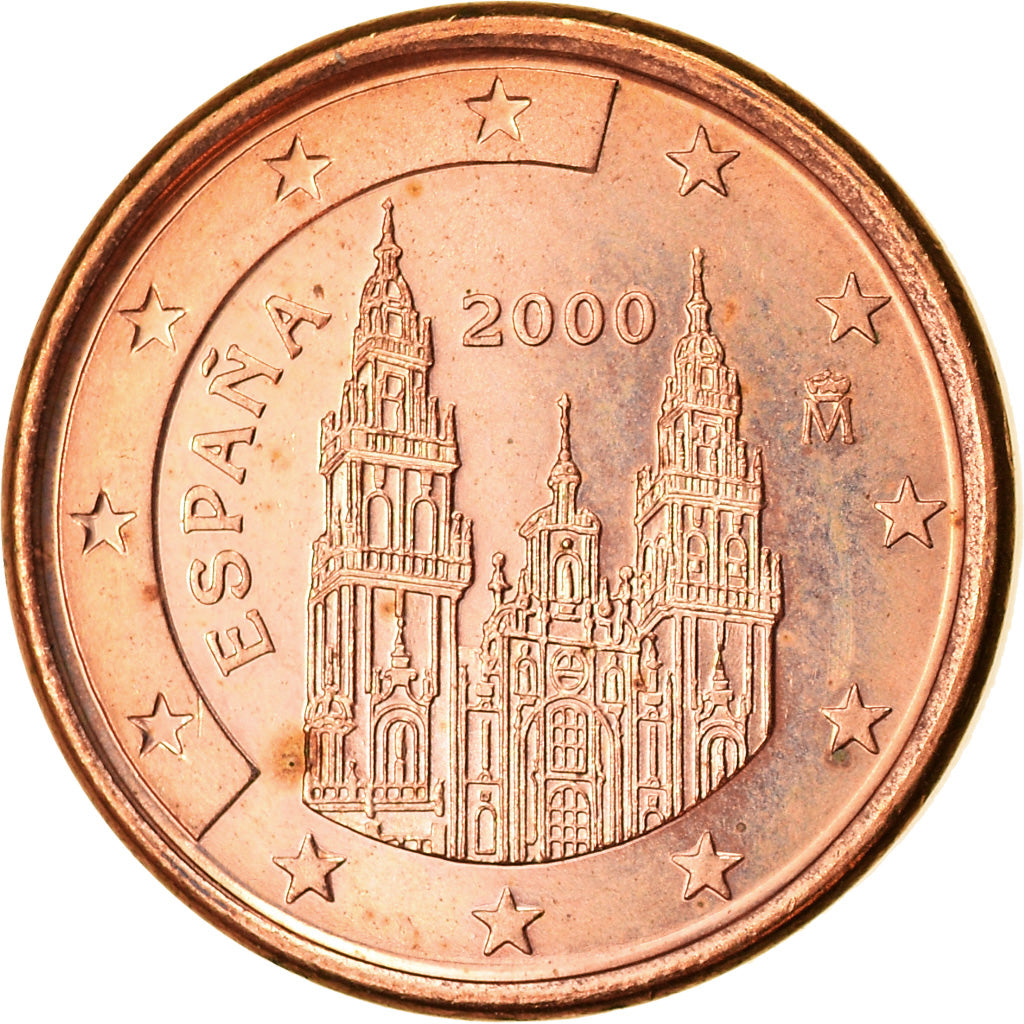 Spanien, Euro Cent, 2000, VZ, Copper Plated Steel, KM:1040