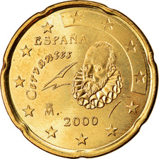 Spagna, 20 Euro Cent, 2000, SPL-, Ottone, KM:1044