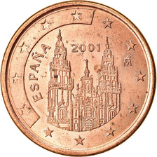 España, 5 Euro Cent, 2001, EBC, Cobre chapado en acero, KM:1042