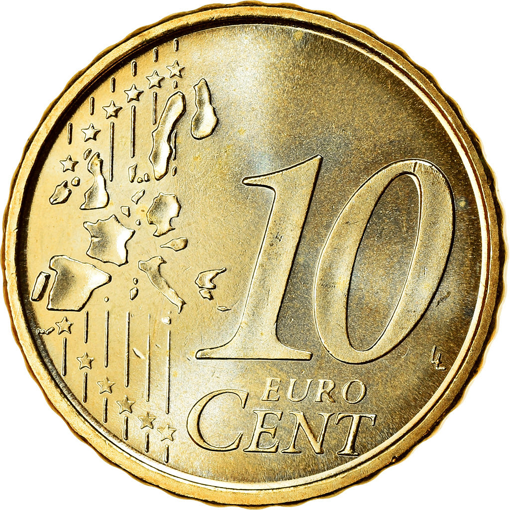 Spanien, 10 Euro Cent, 2002, VZ, Messing, KM:1043
