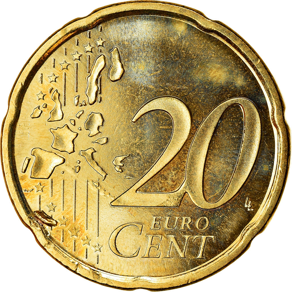 Hiszpania, 20 Euro Cent, 2003, Madrid, EF(40-45), Mosiądz, KM:1044