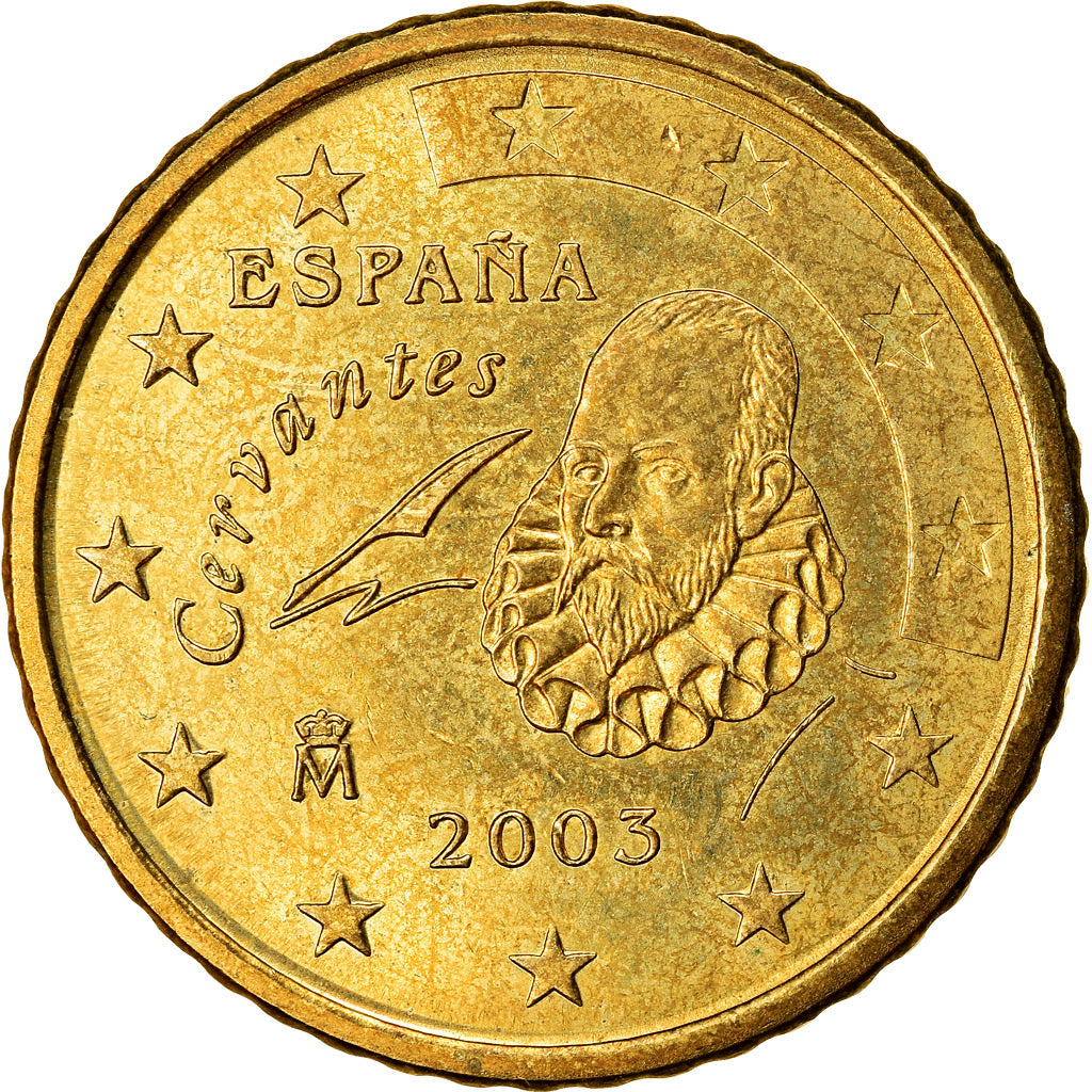 Espanha, 50 Euro Cent, 2003, EF(40-45), Latão, KM:1045