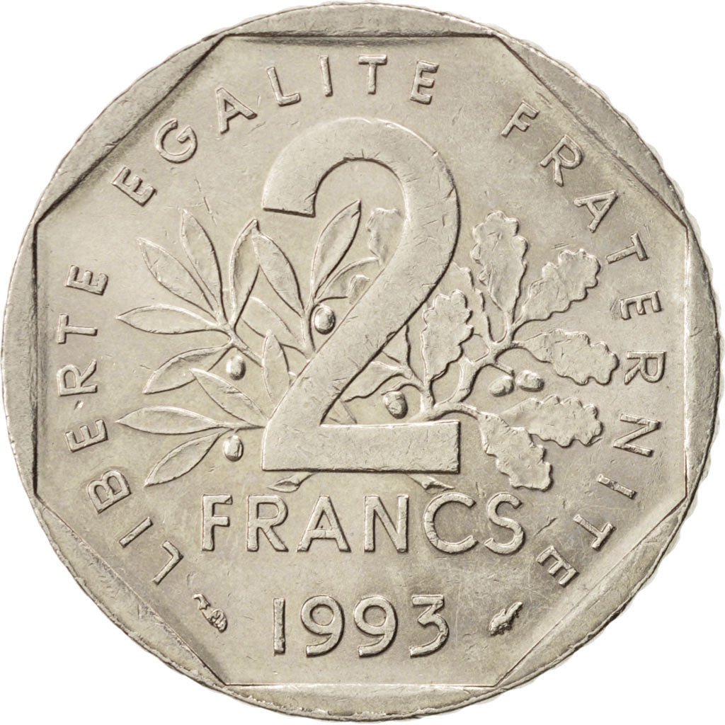 Coin, France, Jean Moulin, 2 Francs, 1993, MS(60-62), Nickel, KM:1062