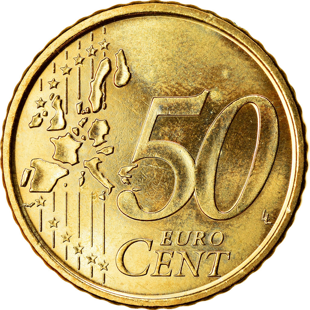 Hiszpania, 50 Euro Cent, 2005, Madrid, MS(63), Mosiądz, KM:1045