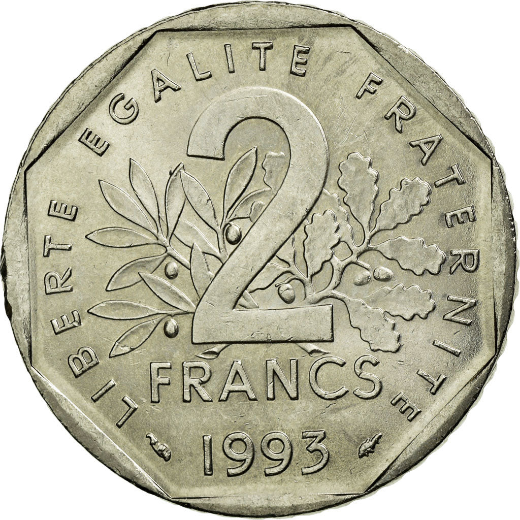 Coin, France, Jean Moulin, 2 Francs, 1993, MS(60-62), Nickel, KM:1062