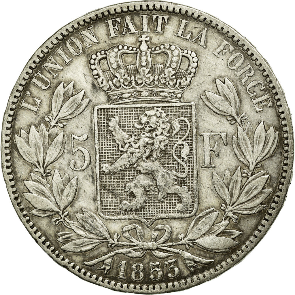 Coin, Belgium, Leopold I, 5 Francs, 5 Frank, 1853, EF(40-45), Silver, KM:17