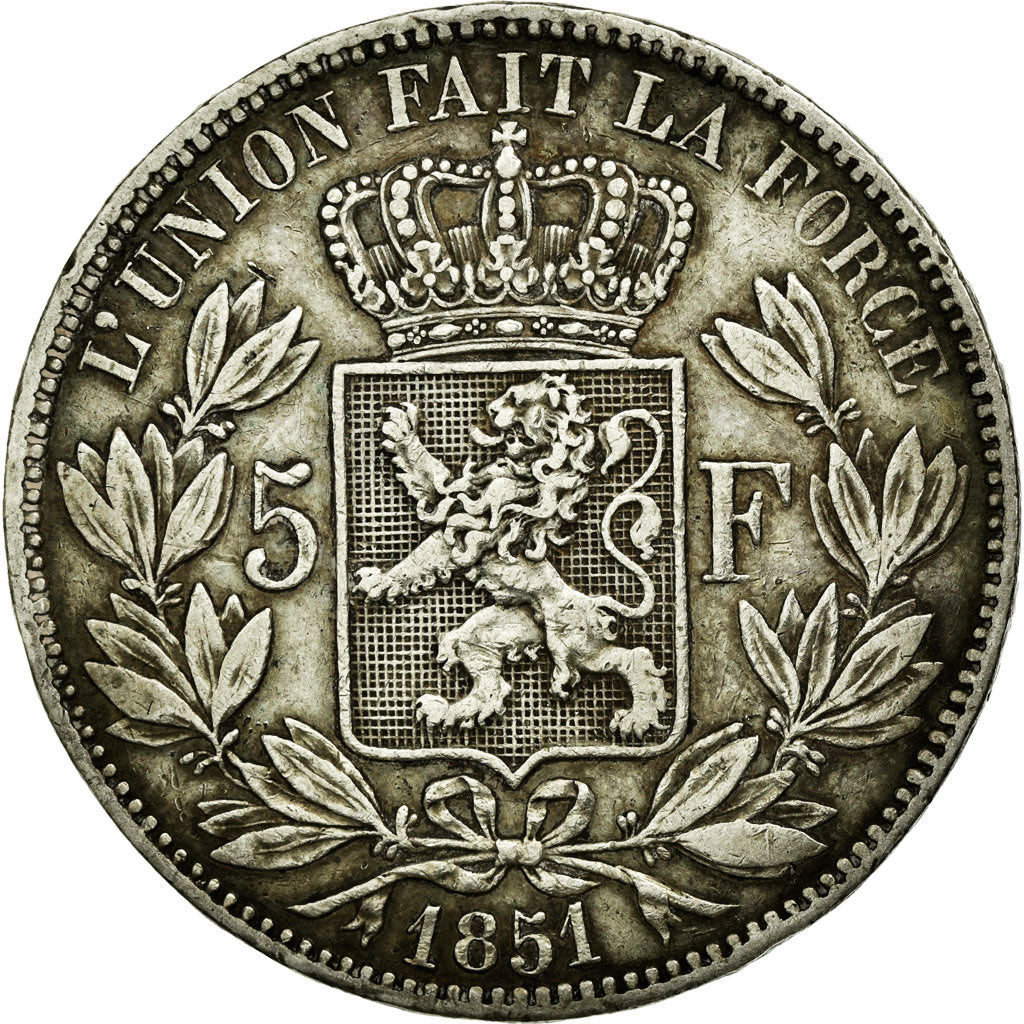 Coin, Belgium, Leopold I, 5 Francs, 5 Frank, 1851, VF(30-35), Silver, KM:17