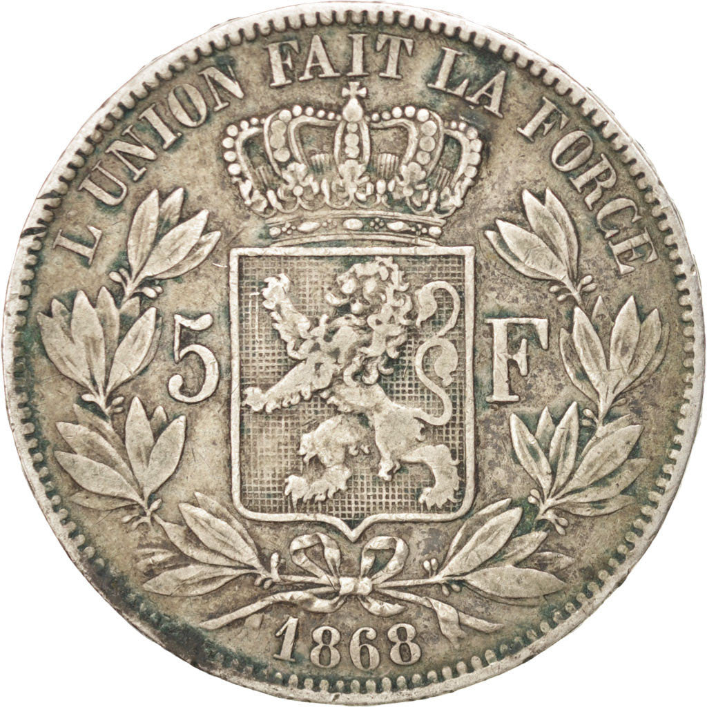 Coin, Belgium, Leopold II, 5 Francs, 5 Frank, 1868, VF(30-35), Silver, KM:24