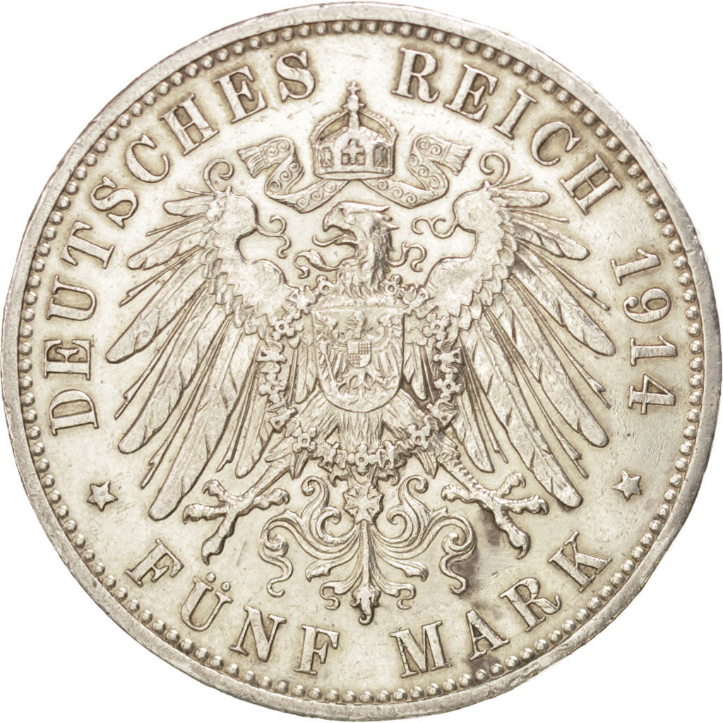 German States, 5 Mark, 1914, Berlin, KM #536, EF(40-45), Silver, 38, 27.75