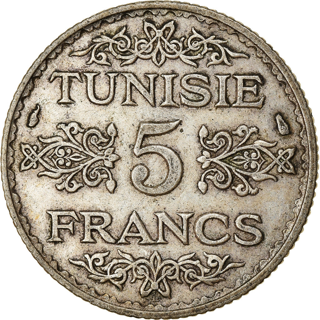 Monnaie, Tunisie, Ahmad Pasha Bey, 5 Francs, 1936, Paris, TTB, Argent, KM:261