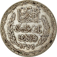 Moneta, Tunisia, Ahmad Pasha Bey, 5 Francs, 1936, Paris, BB, Argento, KM:261