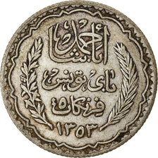 Münze, Tunesien, Ahmad Pasha Bey, 5 Francs, 1934, Paris, SS, Silber, KM:261