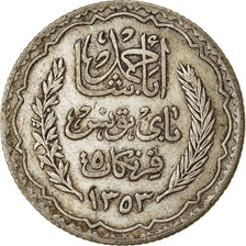 Coin, Tunisia, Ahmad Pasha Bey, 5 Francs, 1934, Paris, EF(40-45), Silver, KM:261
