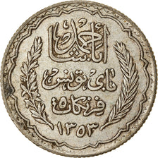 Münze, Tunesien, Ahmad Pasha Bey, 5 Francs, 1934, Paris, SS, Silber, KM:261