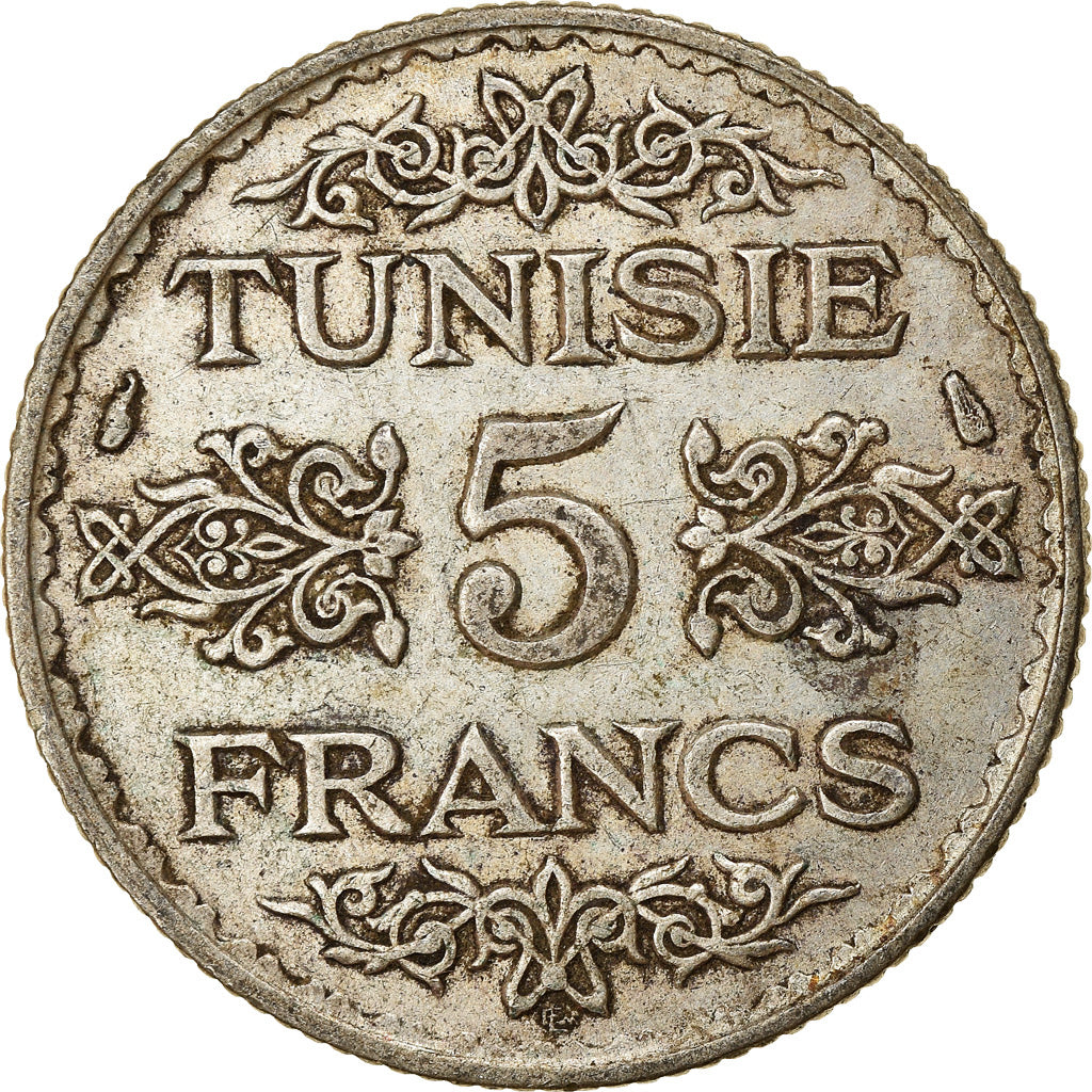 Münze, Tunesien, Ahmad Pasha Bey, 5 Francs, 1934, Paris, SS, Silber, KM:261