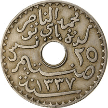 Moneta, Tunisia, Muhammad al-Nasir Bey, 25 Centimes, 1918, Paris, BB