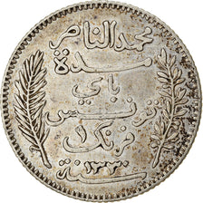 Moneta, Tunisia, Muhammad al-Nasir Bey, Franc, 1912, Paris, BB, Argento, KM:238