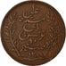 Moneta, Tunisia, Ali Bey, 10 Centimes, 1891, Paris, BB, Bronzo, KM:222