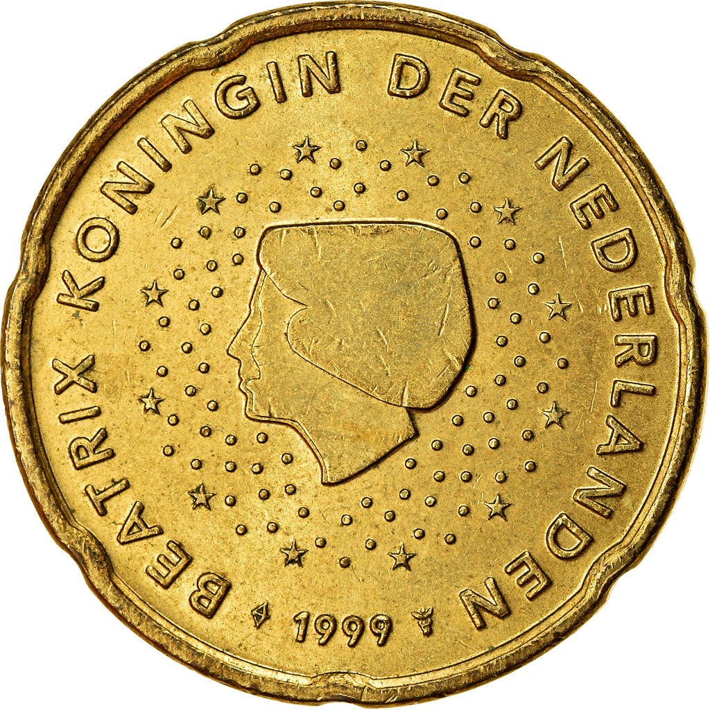 Netherlands, 20 Euro Cent, 1999, EF(40-45), Brass, KM:238