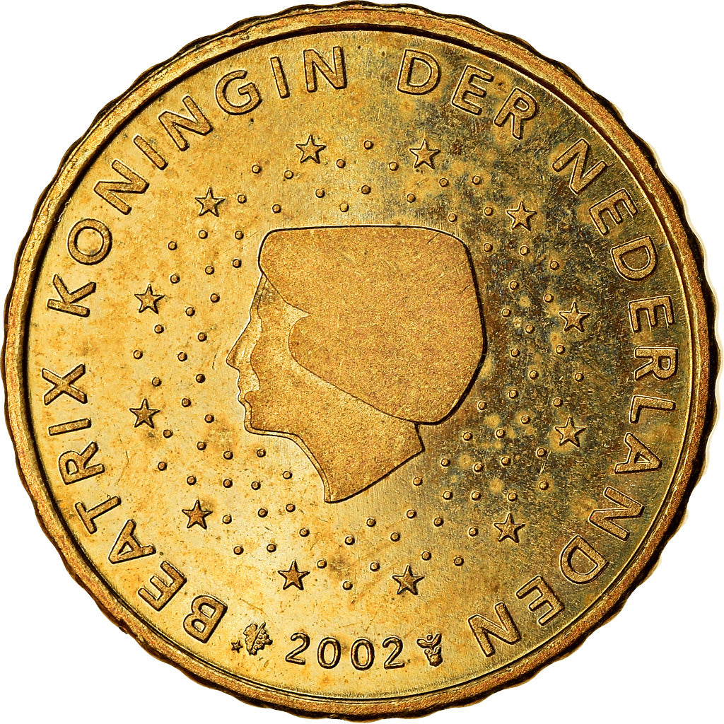 Países Baixos, 10 Euro Cent, 2002, EF(40-45), Latão, KM:237