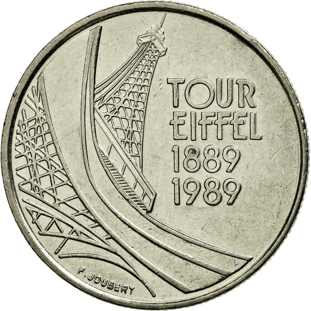 Coin, France, Tour Eiffel, 5 Francs, 1989, AU(55-58), Nickel, KM:968