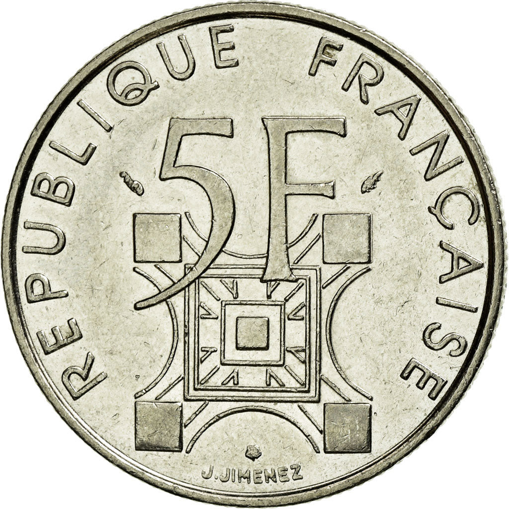 Coin, France, Tour Eiffel, 5 Francs, 1989, AU(55-58), Nickel, KM:968