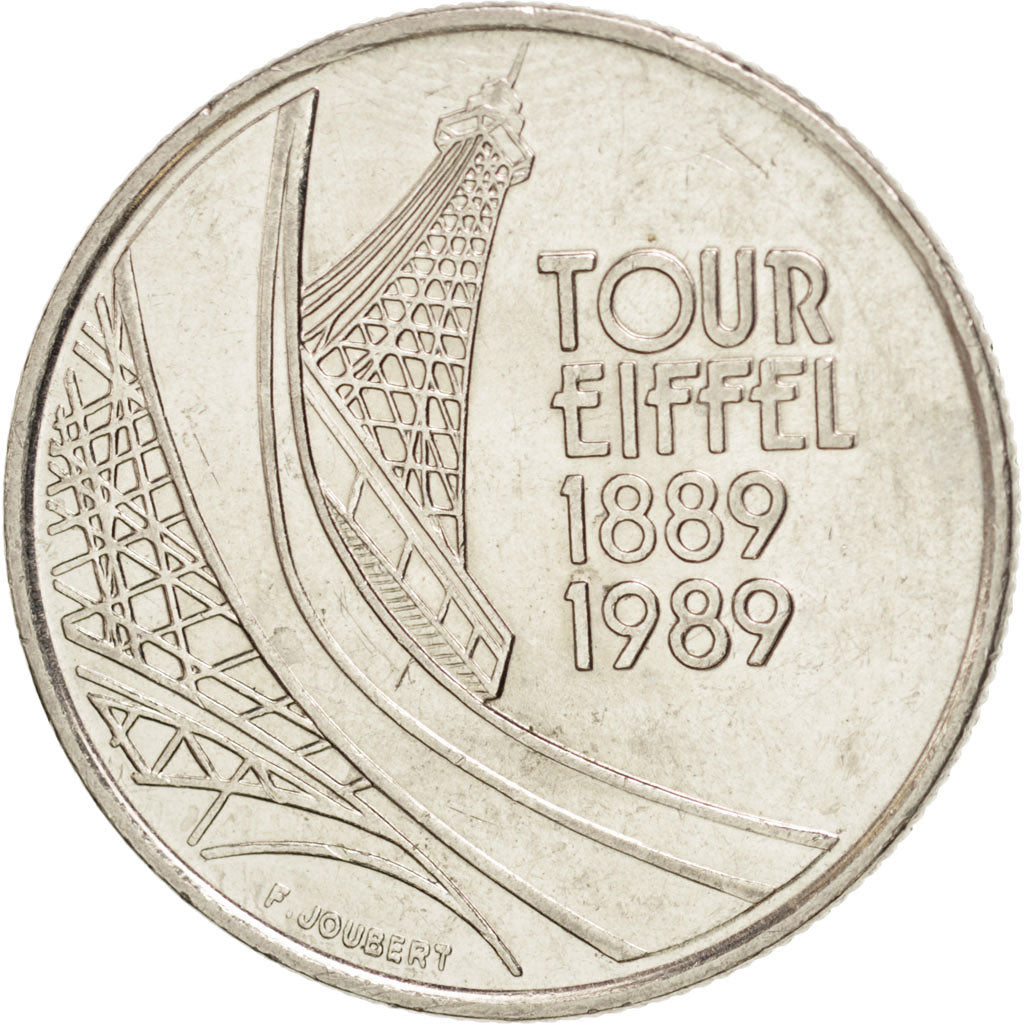 Coin, France, Tour Eiffel, 5 Francs, 1989, AU(55-58), Nickel, KM:968