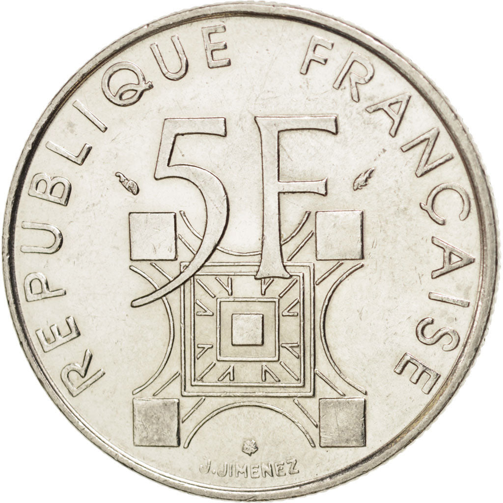 Coin, France, Tour Eiffel, 5 Francs, 1989, AU(55-58), Nickel, KM:968