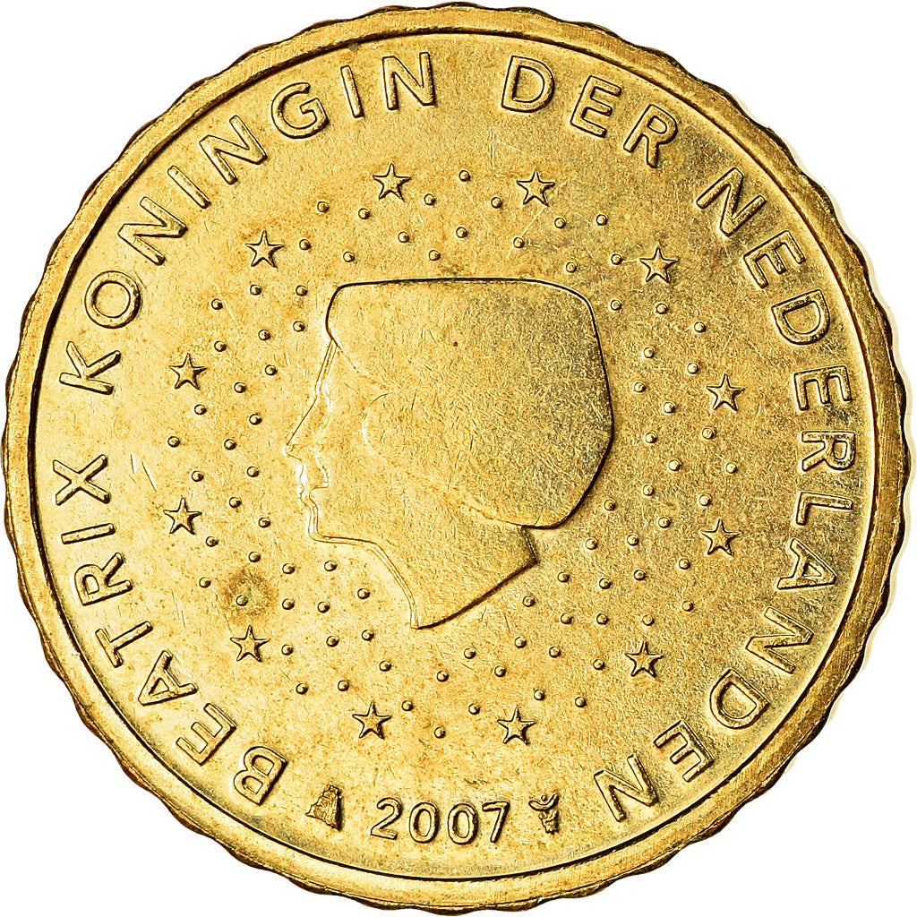 Países Bajos, 10 Euro Cent, 2007, MBC, Latón, KM:268