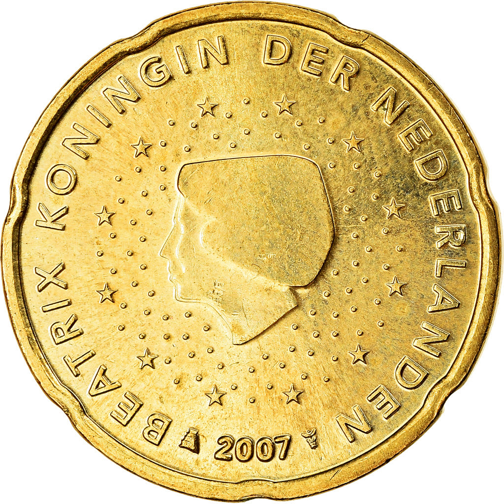 Niederlande, 20 Euro Cent, 2007, SS, Messing, KM:269