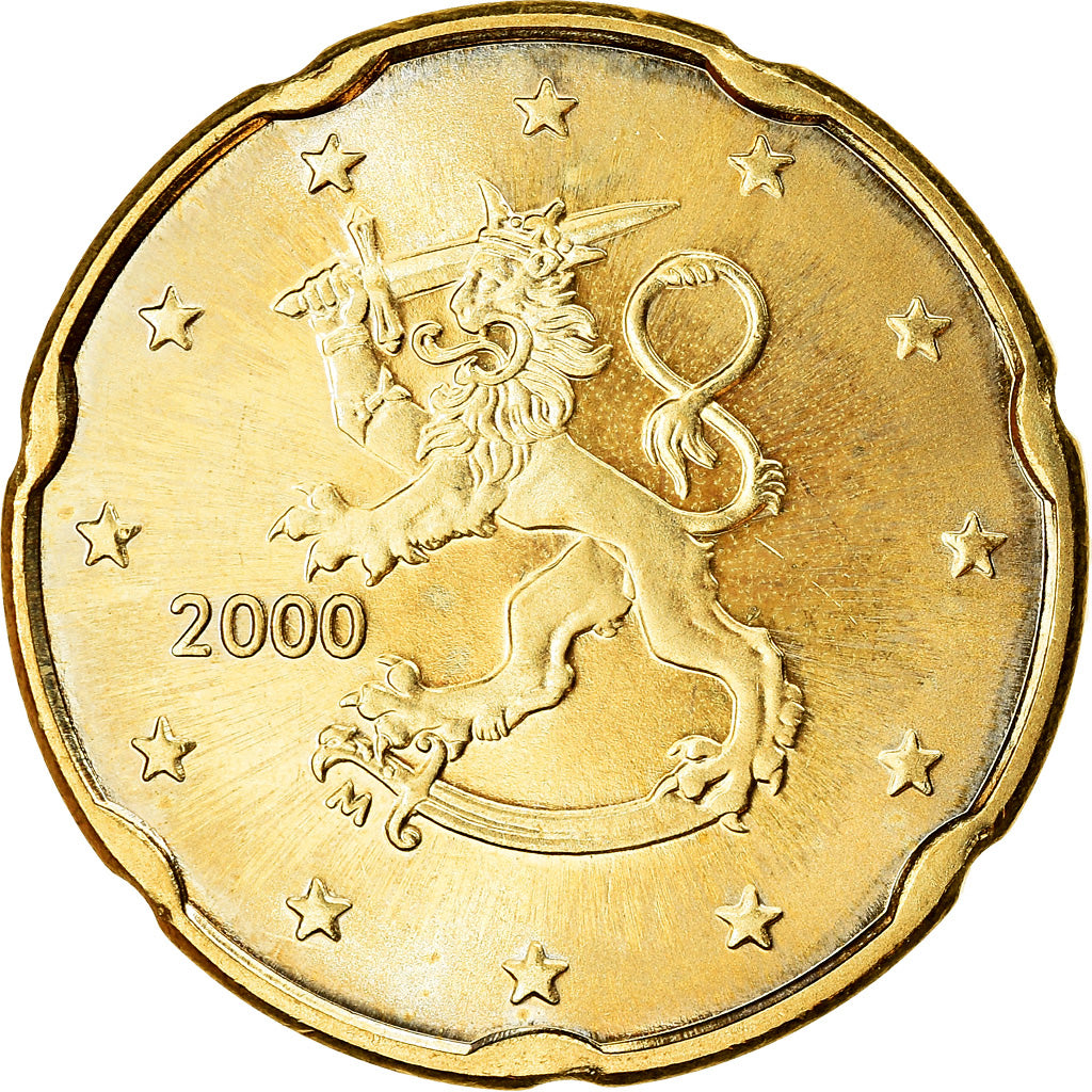 Finnland, 20 Euro Cent, 2000, VZ, Messing, KM:102