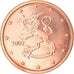 Finland, 2 Euro Cent, 2002, AU(55-58), Copper Plated Steel, KM:99