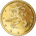 Finlândia, 50 Euro Cent, 2002, AU(55-58), Latão, KM:103