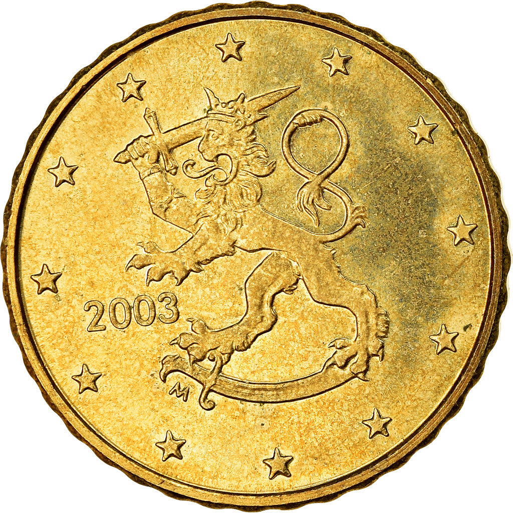 Finland, 10 Euro Cent, 2003, EF(40-45), Brass, KM:101