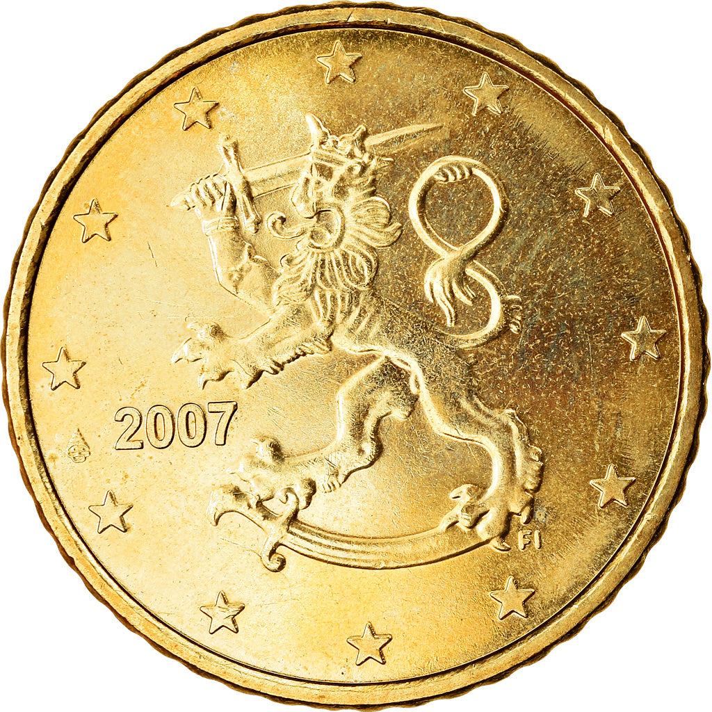 Finlandia, 50 Euro Cent, 2007, EBC, Latón, KM:128