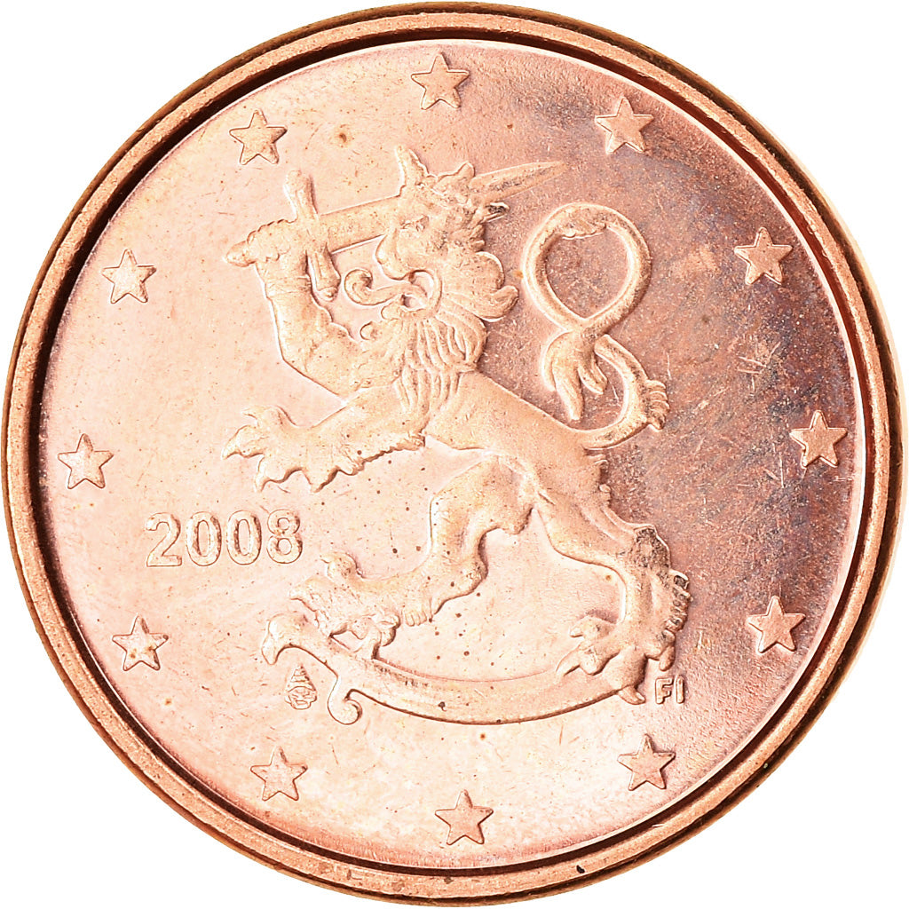 Finlandia, Euro Cent, 2008, EBC, Cobre chapado en acero, KM:98