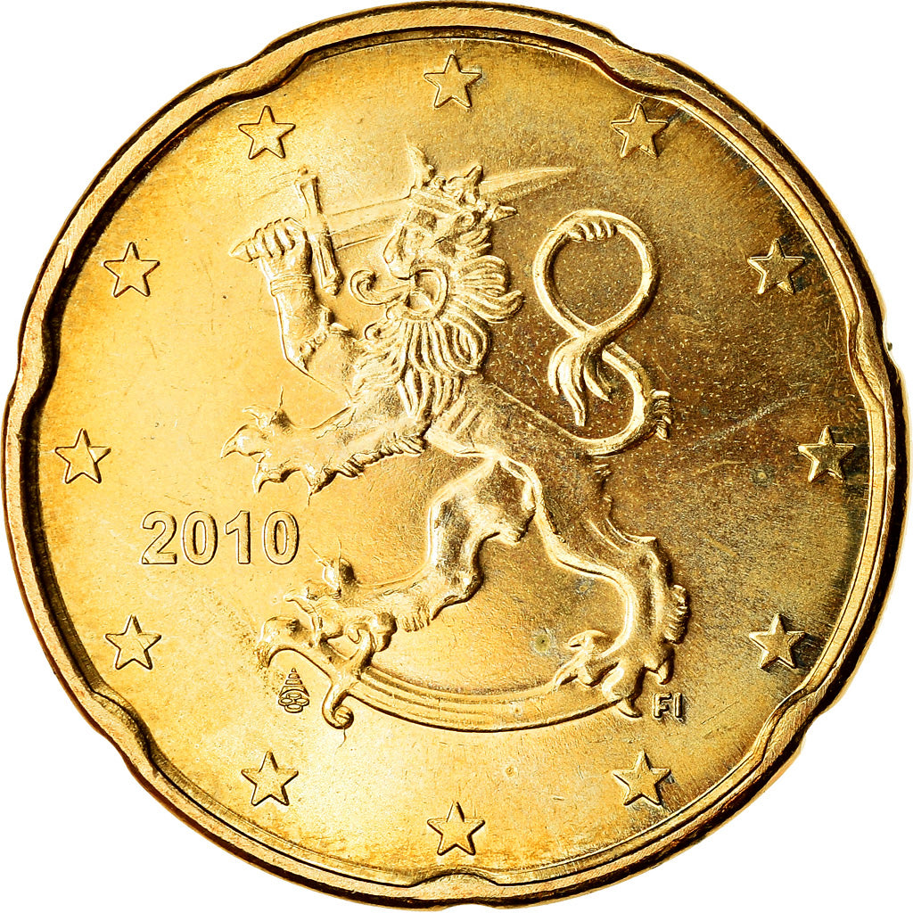 Finland, 20 Euro Cent, 2010, AU(55-58), Brass, KM:127