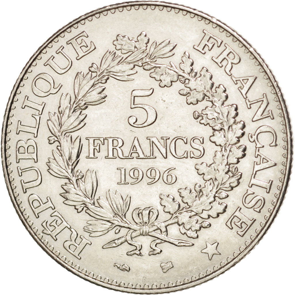 FRANCE, Hercule, 5 Francs, 1996, Paris, KM #1155, MS(60-62), Nickel, 29,...