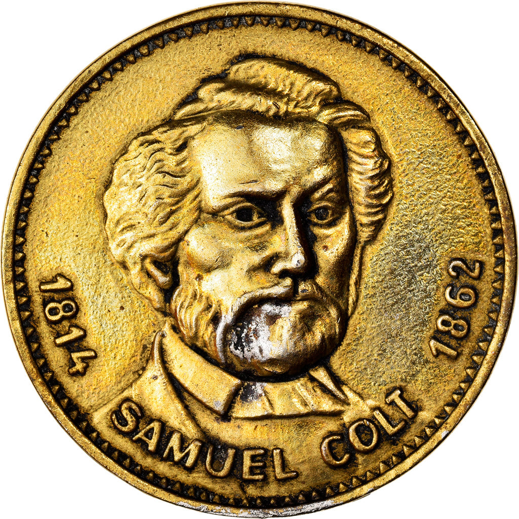 France, Medal, Samuel Colt, Gazette des Armes, EF(40-45), Copper Gilt