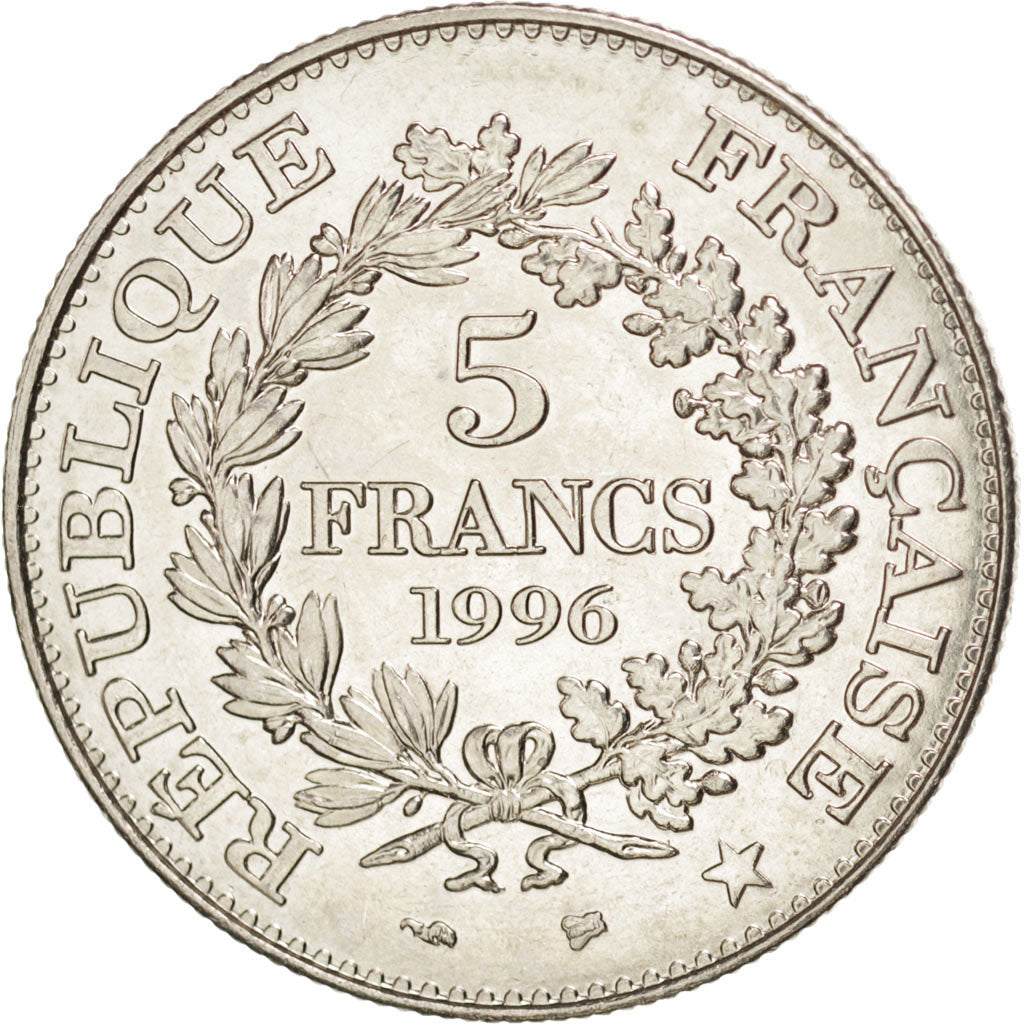 FRANCE, Hercule, 5 Francs, 1996, Paris, KM #1155, MS(60-62), Nickel, 29,...