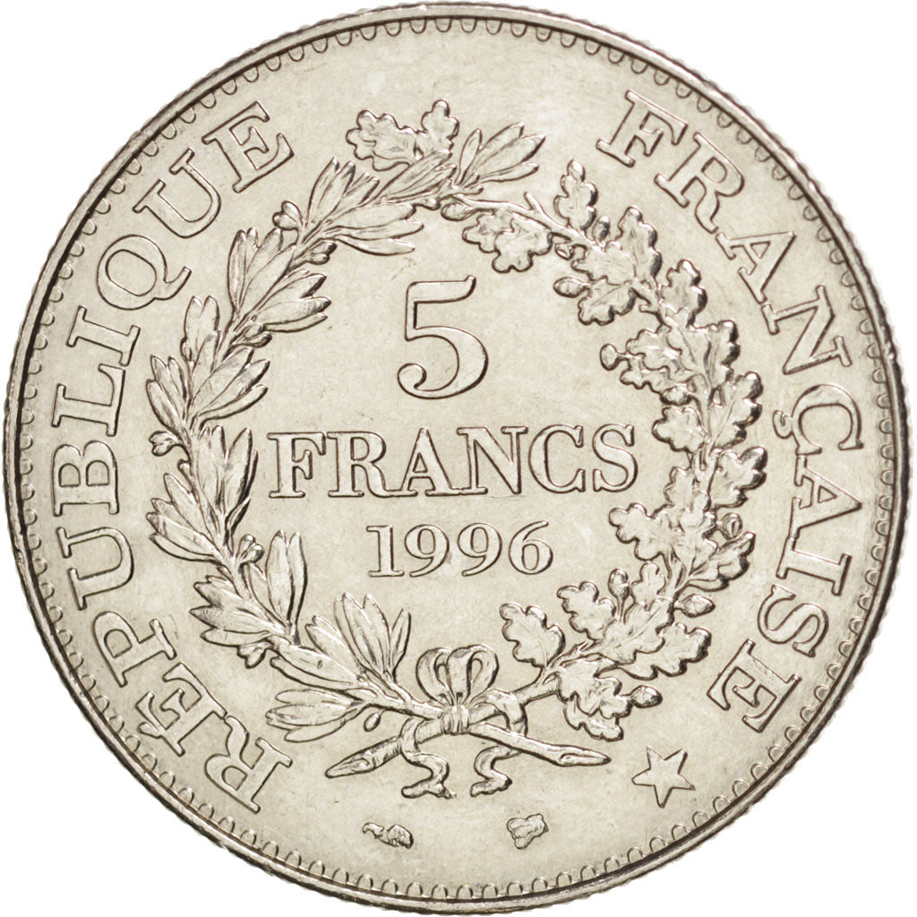 FRANCE, Hercule, 5 Francs, 1996, Paris, KM #1155, MS(60-62), Nickel, 29,...