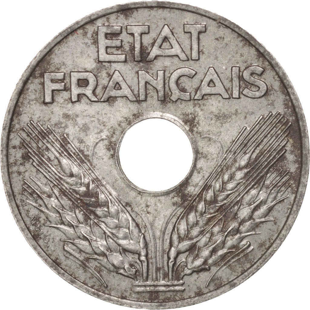 FRANCE, État français, 20 Centimes, 1944, KM #900.2a, VF(30-35), Iron, Gadoury #