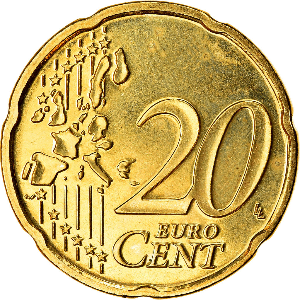 Belgia, 20 Euro Cent, 2002, Brussels, AU(55-58), Mosiądz, KM:228